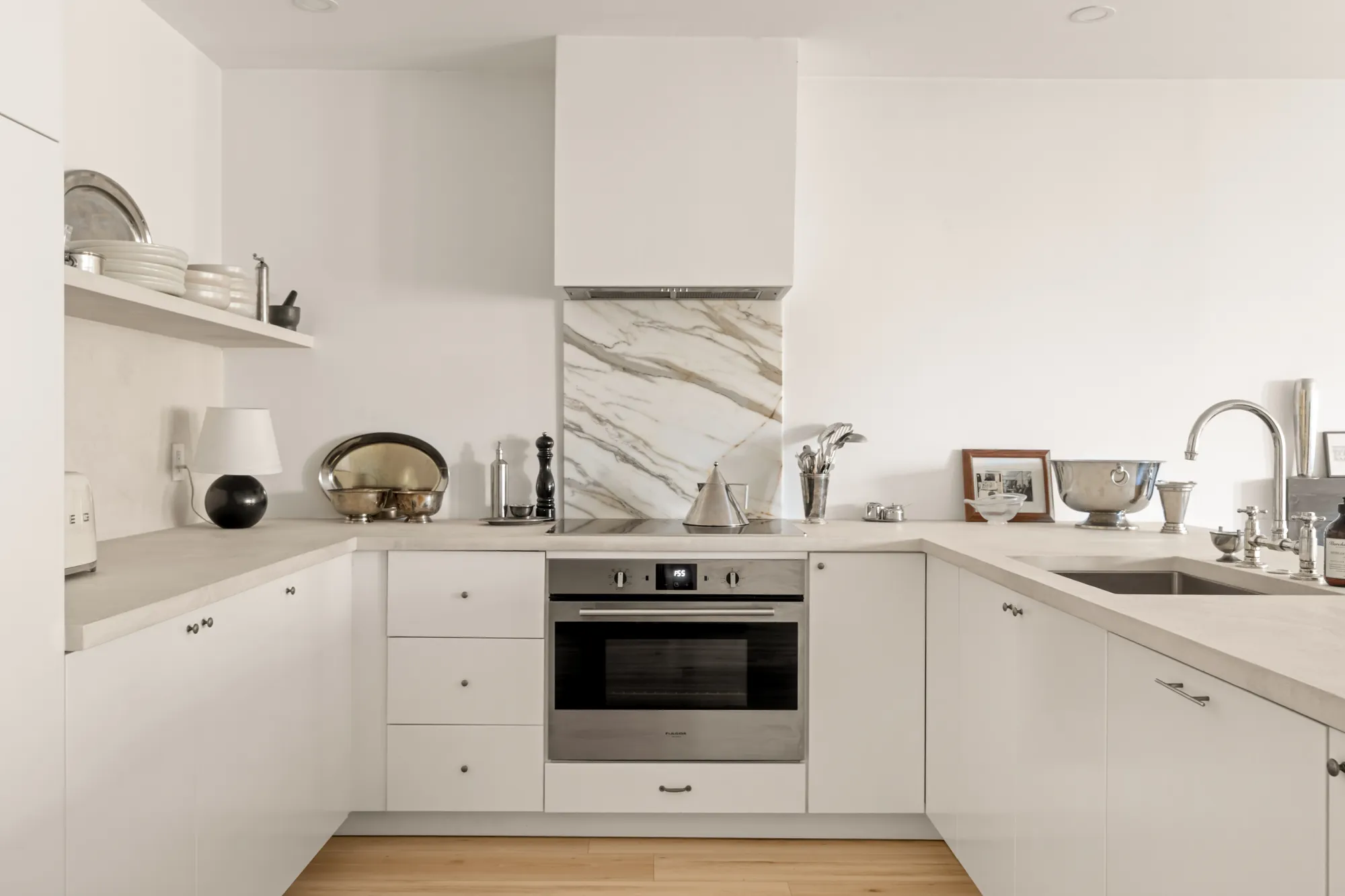 Kitchen detail with marble backsplash