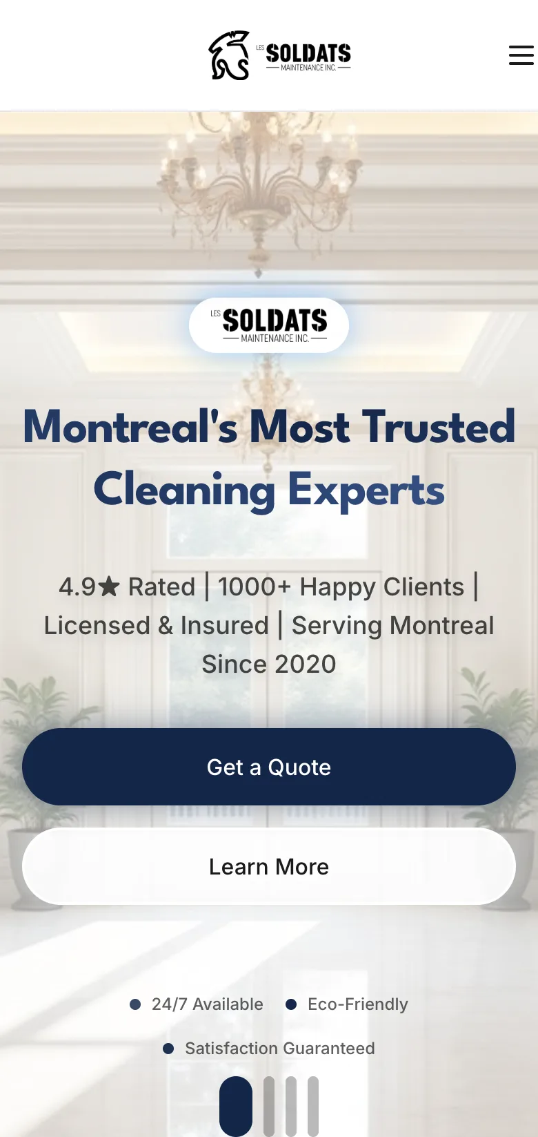 Les Soldats de Maintenance mobile view with full-width quote action